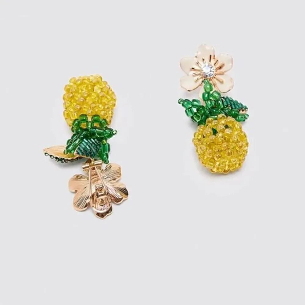 ZARA PINEAPPLE FLOWER EARRINGS - Picture 8 of 9